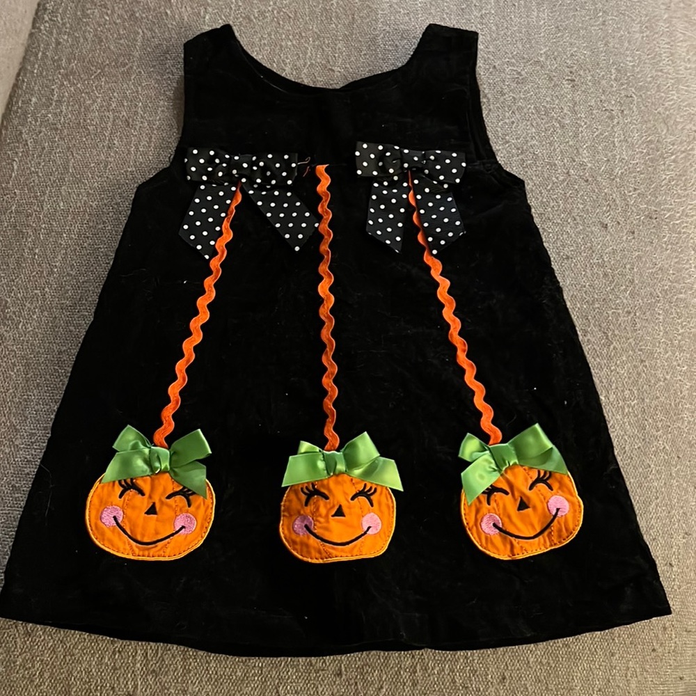 Corduroy Black Pumpkin Jumper Dress (12M)
